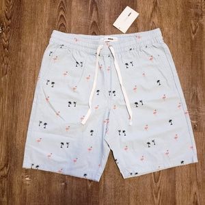 NWT MENS PALM FLAMINGO SHORTS ELASTIC WAIST M